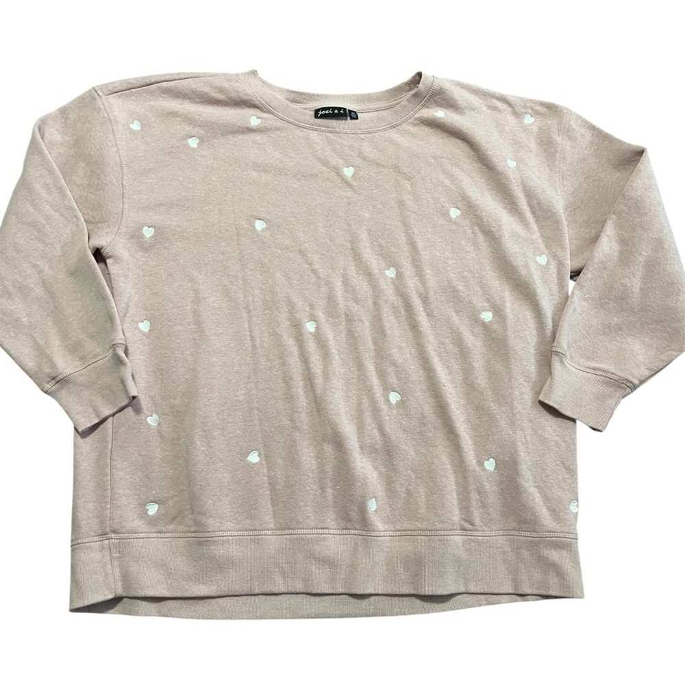 Baby Pink Crewneck Embroidered Hearts Sweatshirt Size 3X Polka Dots Feminine